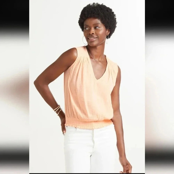 NWT Evereve Connor Smocked V Neck Top - Picture 1 of 8